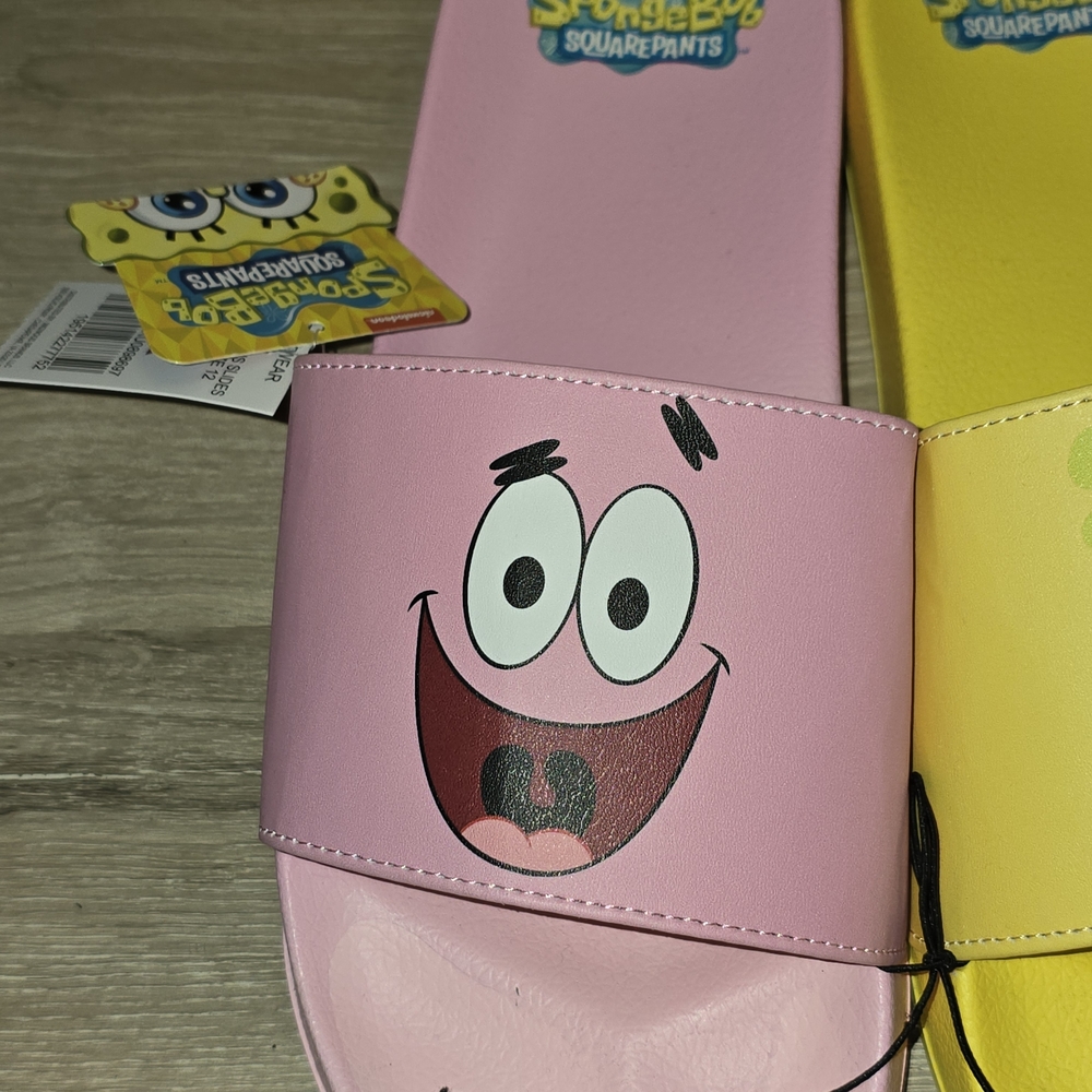 SpongeBob SquarePants Kids' Pink & Yellow Slide Sandals - Picture 2 of 8